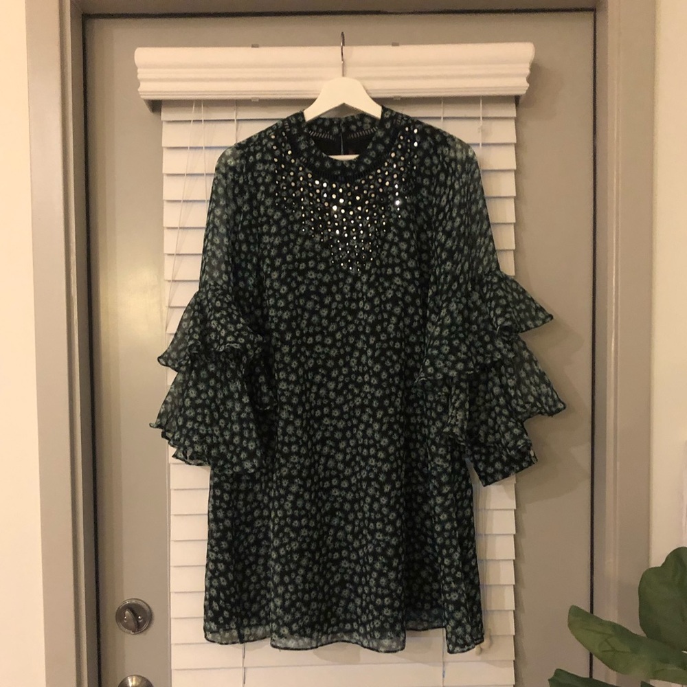 Ranna Gill Long Sleeve Ruffle Dress